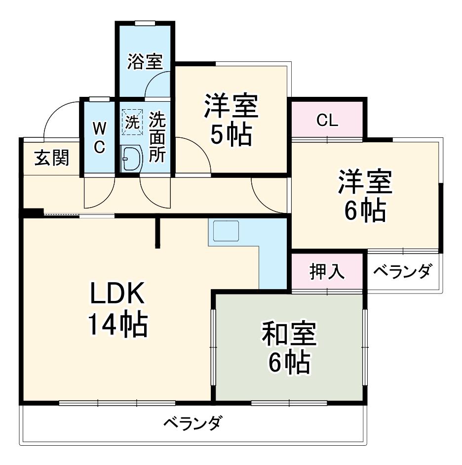 シャトレベール元町(3LDK/1階)の間取り写真