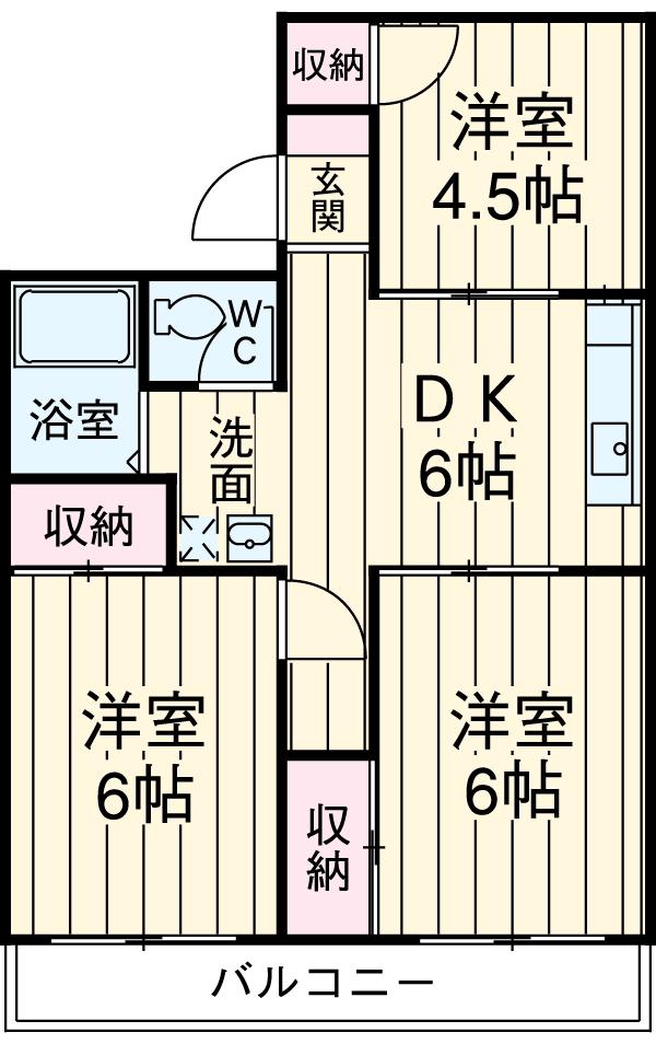 オリス鴻巣A(3DK/1階)の間取り写真