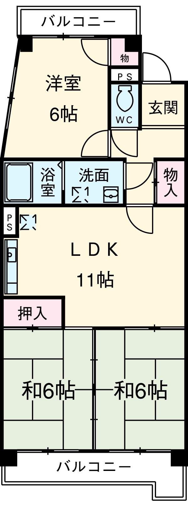 香流シンシア(3LDK/3階)の間取り写真