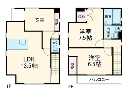 東北本線 白岡駅 徒歩22分 2階建 築13年(2LDK)の間取り写真