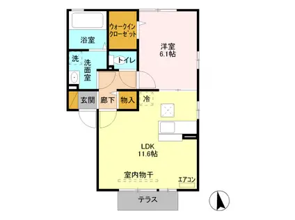 ピュアマインドE(1LDK/1階)の間取り写真