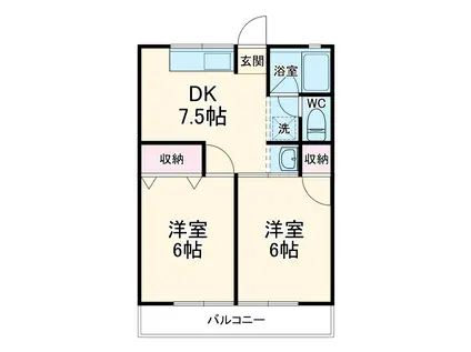 オリス鴻巣C(2DK/1階)の間取り写真