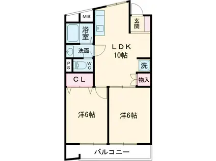 三高・徳丸パークハイツ(2LDK/3階)の間取り写真