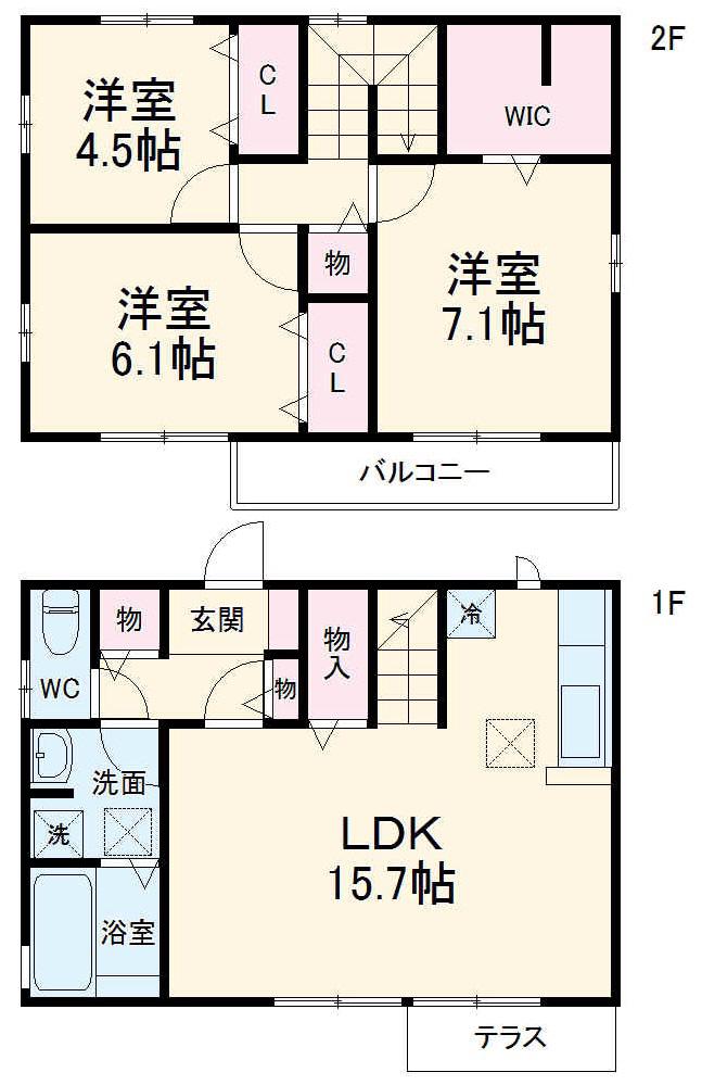 名古屋市東山線 本郷駅(愛知) 徒歩26分 2階建 築11年(3LDK)の間取り写真