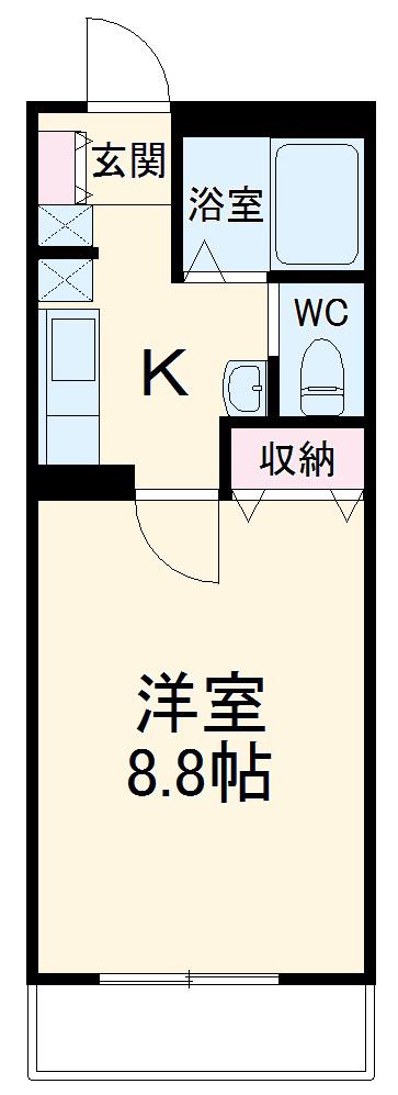 ウエストガーデンⅡ(1K/2階)の間取り写真