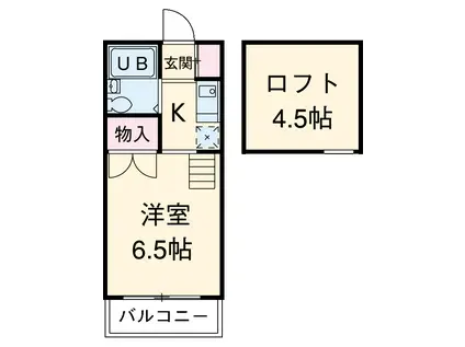 佐保田ガーデンハイツNO5(ワンルーム/2階)の間取り写真