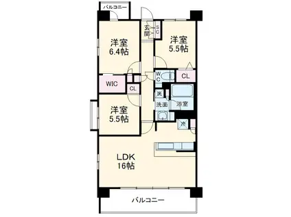 アデグランツ藤が丘(3LDK/3階)の間取り写真