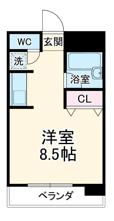 グレースビュウ国府台(ワンルーム/3階)の間取り写真