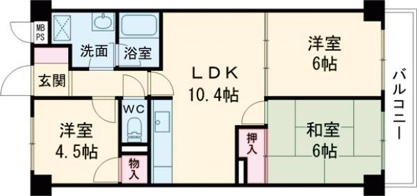 リーフレットパークK.A(3LDK/3階)の間取り写真