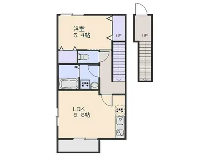 プランティーニⅢ(1LDK/2階)の間取り写真