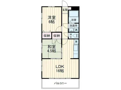 セレスティ(2LDK/2階)の間取り写真