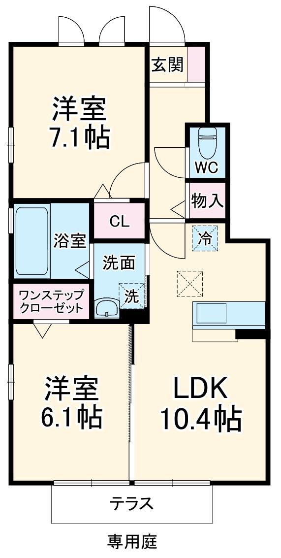 DANDELION B(2LDK/1階)の間取り写真