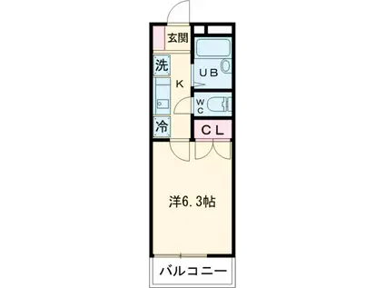 第Ⅱメゾン谷端(1K/2階)の間取り写真