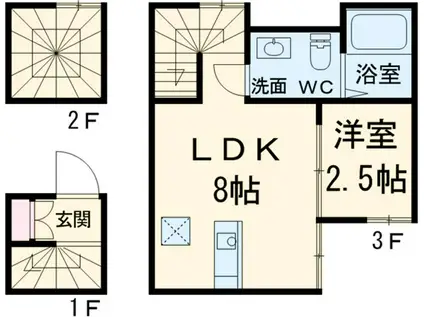 ALLEY HOUSE(1LDK/3階)の間取り写真