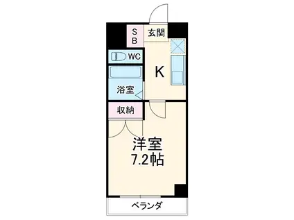 ドミール北一社(1K/4階)の間取り写真