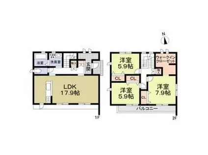 名古屋市東山線 一社駅 徒歩25分 2階建 築10年(3LDK)の間取り写真