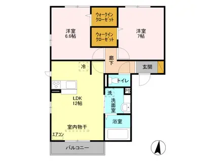 サンク セゾンA(2LDK/2階)の間取り写真