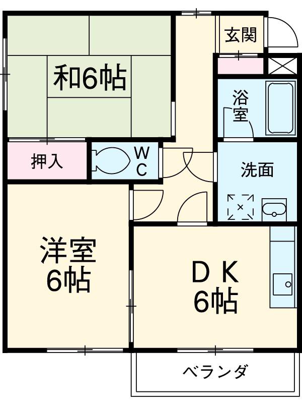 アライコーポ(2DK/2階)の間取り写真