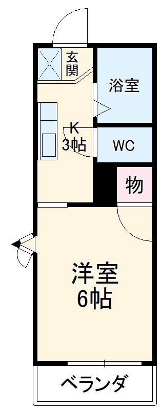 リベール名東(1K/1階)の間取り写真