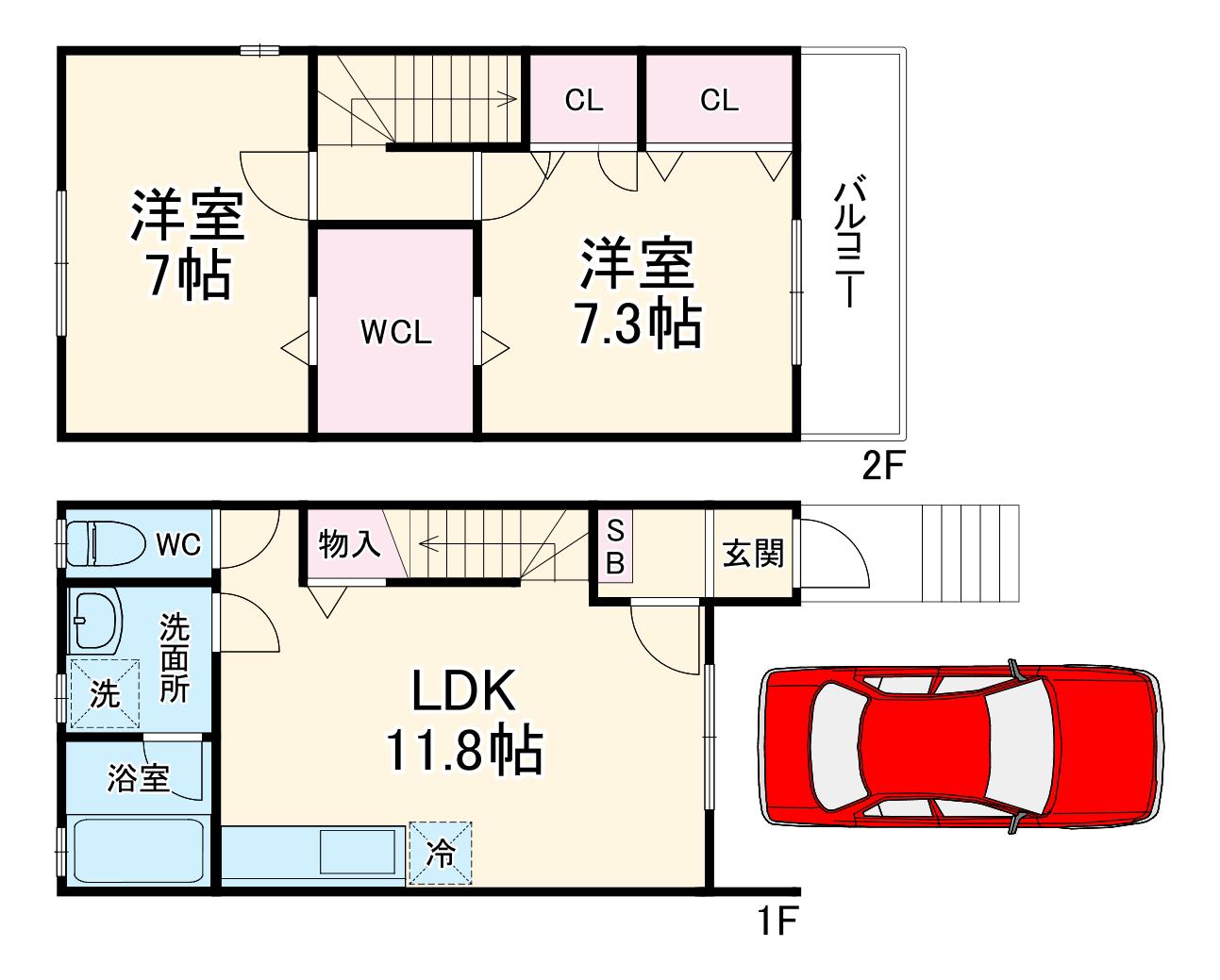 グレイス西里(2LDK)の間取り写真