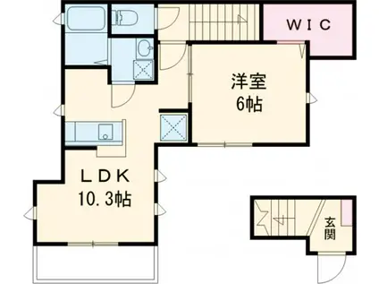 ハウス花梨(1LDK/2階)の間取り写真