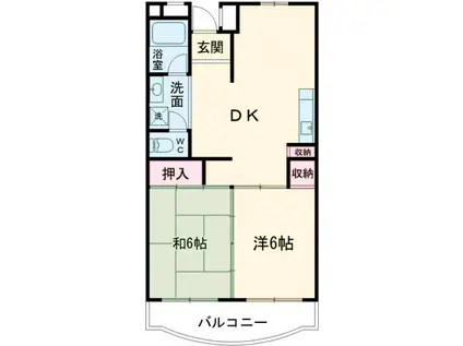 ファルム烏山(2DK/4階)の間取り写真