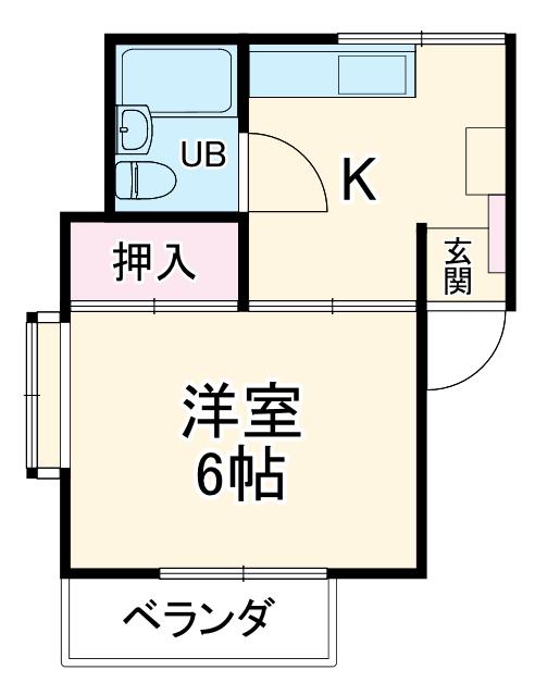 第6南コーポ(1DK/1階)の間取り写真