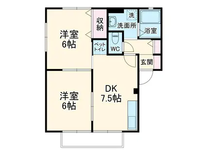 サンシティー本宿2(2DK/2階)の間取り写真