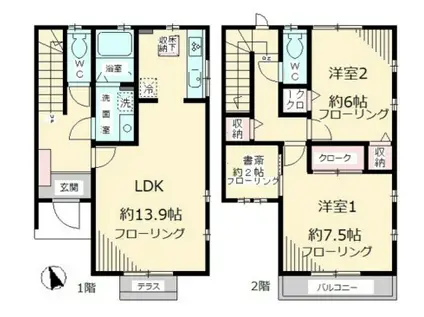 エスペランサ緑ヶ丘(2LDK)の間取り写真