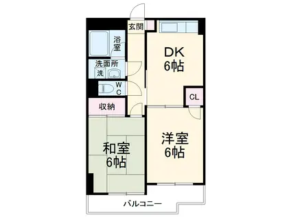 ウィスタリア(2DK/3階)の間取り写真