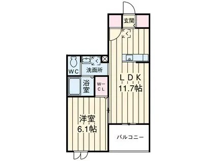 グレイスエム(1LDK/1階)の間取り写真