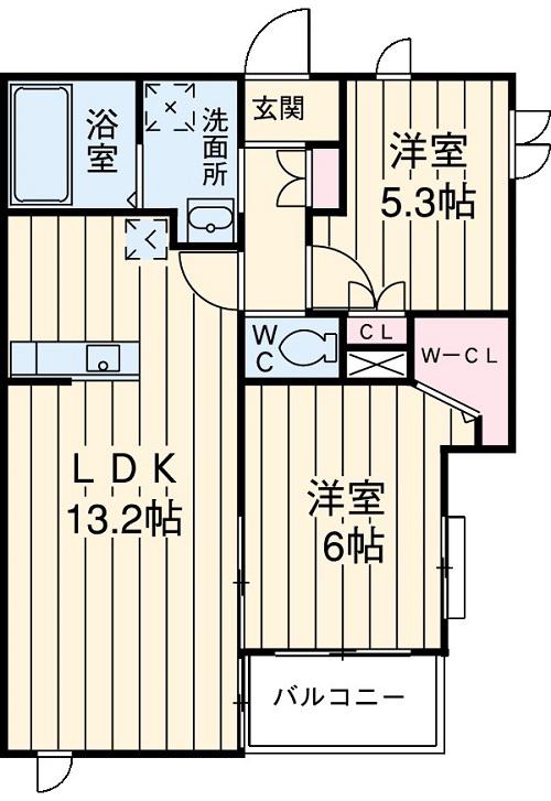 グレイスエム(2LDK/2階)の間取り写真