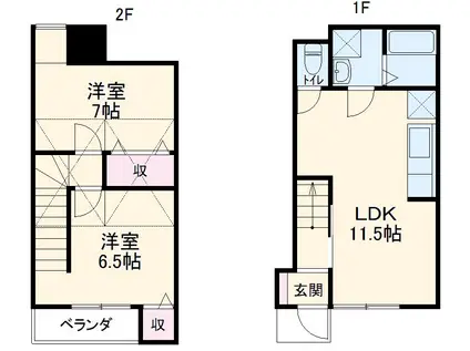 無添加タウン葛飾A棟(2LDK/1階)の間取り写真
