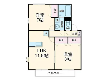 ルミエールⅠ(2LDK/2階)の間取り写真