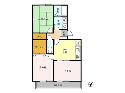 エコーハイツマルオカ(3DK/3階)の間取り写真