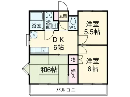 クリスタルコート弐番館(3DK/4階)の間取り写真