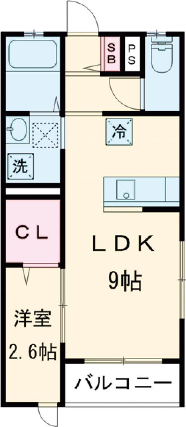 オトアⅡ(1LDK/2階)の間取り写真
