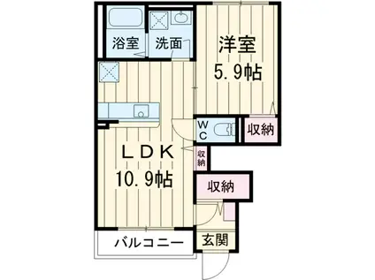 パークアベニュー(1LDK/1階)の間取り写真