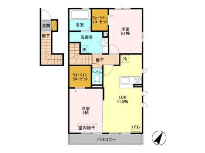 ベルクレストⅡ(2LDK/2階)の間取り写真