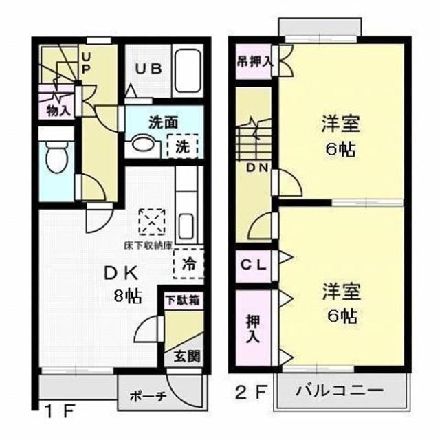 ＤＵＰＬＥＸ細井　Ｂ(2LDK)の間取り写真