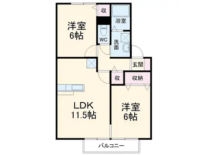 サニーフラット Ⅰ(2LDK/1階)の間取り写真