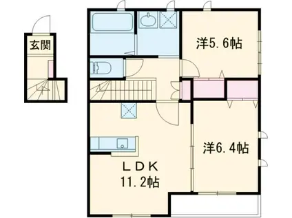メゾン ペジーブル(2LDK/2階)の間取り写真