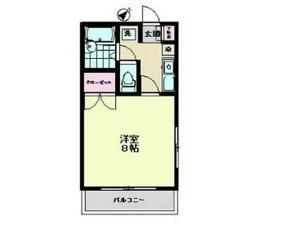 ベルコリーヌ(1K/2階)の間取り写真