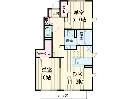 エストルピナス(2LDK/1階)の間取り写真