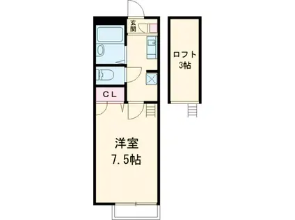 メインシティガーデンアイリスファーム(1K/2階)の間取り写真