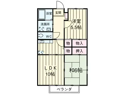 メゾンエクシオ(2LDK/2階)の間取り写真