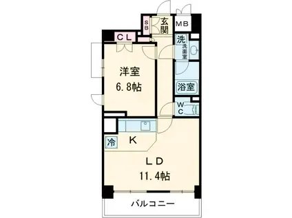 パーク・ノヴァ調布(1LDK/7階)の間取り写真