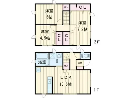 高崎線 吹上駅(埼玉) 徒歩12分 2階建 築9年(3LDK)の間取り写真