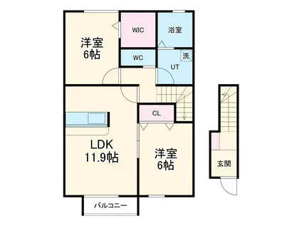 ラ・カーサ・サリーレ(2LDK/2階)の間取り写真