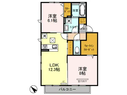 アルシオン(2LDK/1階)の間取り写真